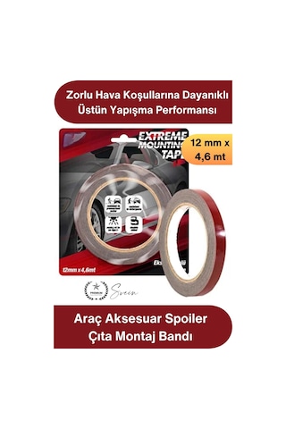 Montajbandı 3m Araç Aksesuar Spoiler Çıta Montaj Bandı Çok Güçlü Çift Taraflı Oto Yapıştırma Bandı Standart