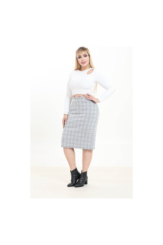 Esnek Büyük Beden Etek 15a-2748 Gri