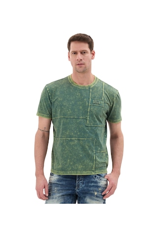Cipo & Baxx Erkek Yıkamalı Tişört Casual Tarz - Ct853 Green