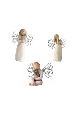 Söğüt Reçine Taklit Ahşap Oyma Dostluk Melek Heykeli Reçine El Sanatları Ev Dekorasyonu Çift Süsü Ayakta Duran Ve Bir Kedi Tutan