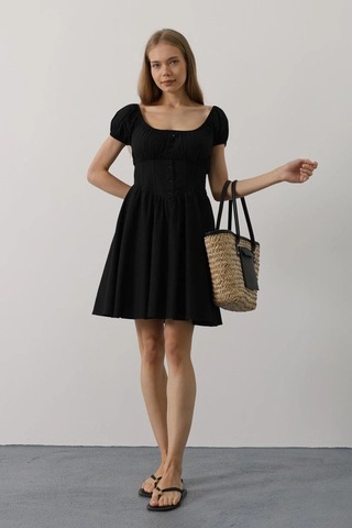 Valensdesign Beli Korseli Mini Elbise - Siyah