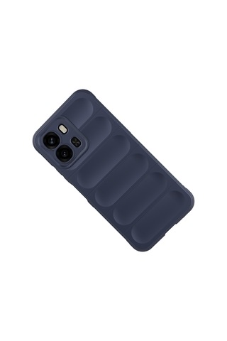Oppo A6x Kılıf Esnek Tpu Oyuklu Arka Yüzey Tasarımlı Etnik Silikon Kapak Lacivert