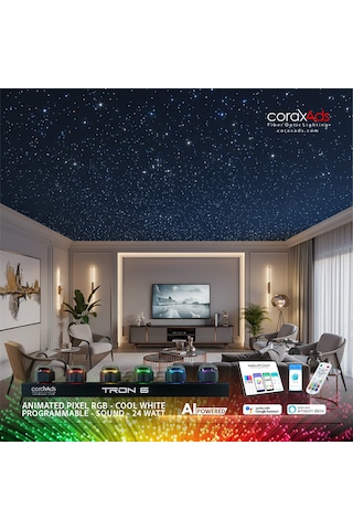 Salon Yıldız Tavan Ev Konut Fiber Optik Aydınlatma Kiti - Kayan Yıldızlı Çok Renkli