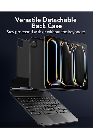 iPad Uyumlu  Pro 13" 2024, M4 Rebound Manyetik 360 Klavyeli Kılıf Klavyeli Kılıf