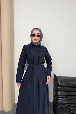 Mihran Butik Quenn Model Coupra Model Kumaş Kemer Detaylı Elbise Lacivert