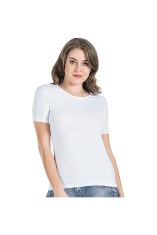 Yarım Kol Bisiklet Yaka Kadın Tişört 228 Gri