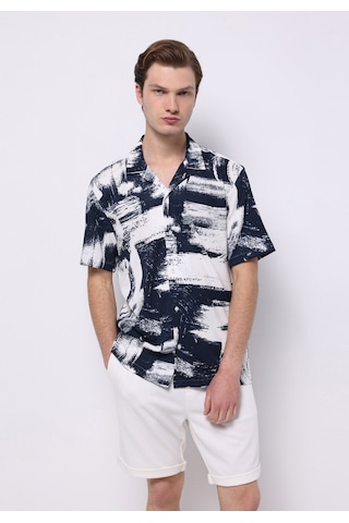Colin's Colins Regular Fit Shirt Neck Baskılı Erkek Lacivert Kısa Kol Gömlek Cl1076790 Q1.v1 Npd Navy Printed