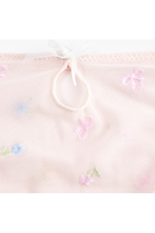 Koton Fırfırlı Çiçek Nakışlı Tül Brief Külot Pembe Desenli 6slk30145mk