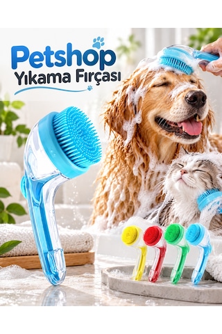 Köpek Ve Kedi Yıkama Fırçası Şampuan Bölmeli Silikon Uçlu Pratik Banyo Ve Temizlik Aparatı Tkndy-bsva4969 Hoparlör