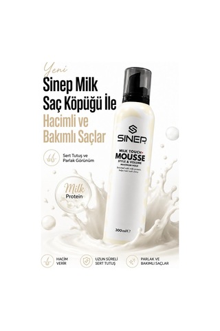 Sinep Milk Touch Yüksek Tutuşlu Hacimlendirici Parlak Süt Proteinli Saç Köpüğü 300 Ml