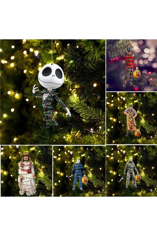 Dofolink Akrilik Noel Ağaç Örgüsü Araç Gerçekçi Ayna Asısı - 6 Adet 1 ,2 ,3 ,4 ,7 ,8 Noel Dekorasyonu Hediyelik Etiket