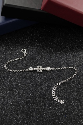 Parmas Design Kar Tanesi Minimal 925 Ayar Gümüş Ayarlanabilir Kadın Bileklik - Gümüş