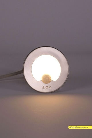 ACK Sensörlü LED Merdiven-Duvar Armatürü Yuvarlak 3000K Gün Işığı