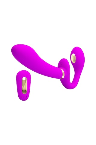Lilitu Shop Pretty Love 2268 USB Şarjlı Uzaktan Kumandalı Elektro Uyarımlı Çift Taraflı Strapon Teknolojik G-Spot Vajinal Vibratör