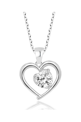 Swarovski Kalp 925 Ayar Gerçek Gümüş Swarovski Zirkon Kolye