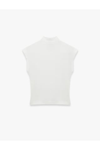 Koton Pamuklu Slim Fit Kolsuz Dik Yaka Bluz Ekru 7wak50081ek