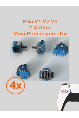 4 Adet Ps5 Analog Motoru Tüm Kollar İle Uyumlu Mavi Renk 2.3k Ohm