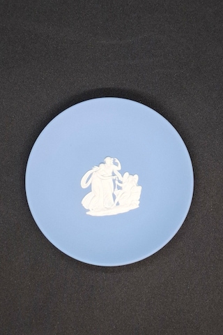 İngiliz Antika Porselen Sunum Tabağı 11 Cm Mavi