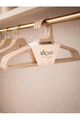 Vichy 5 Li Kaymaz Yüzeyli Askı 45 Cm Bej Renk Elbise & Ceket Askısı Vch-7025 Beyaz