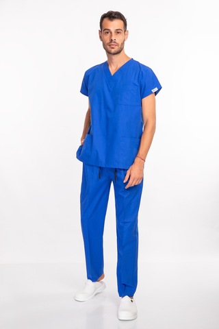 Unisex Saks Mavisi Likralı Alt Üst Forma Takım Scrubs Saks Mavi Saks Mavi