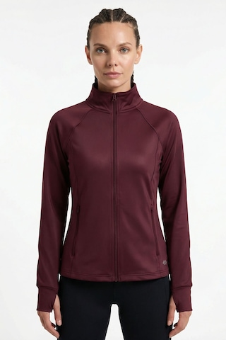 Tommy Life Bordo Fermuarlı Dik Yaka Basic Rahat Form Kadın Koşu Ceketi - 97310 Bordo