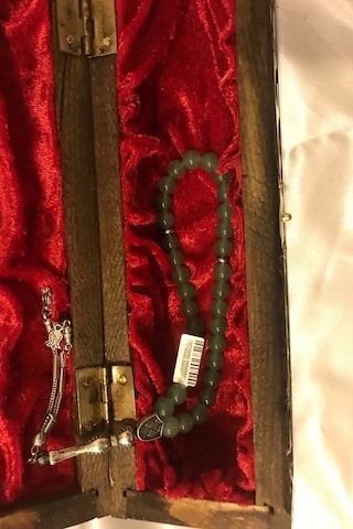 Tespih Aventurin Doğal Taş Tesbih Gümüş İmameli Ahşap Kutulu Çok Renkli