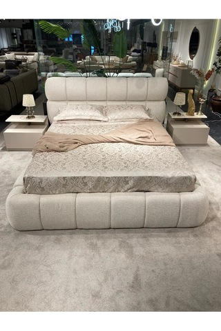 Cozze Mobilya Premium Buklet Kumaş Tasarım Çift Kişilik Bubble Karyola 160 x 200 CM