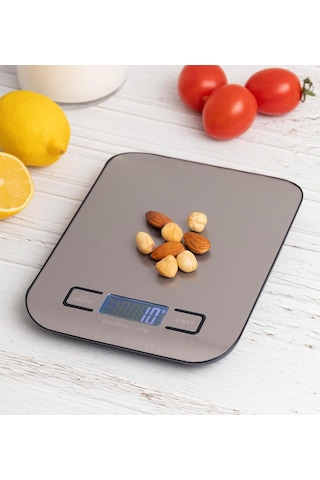 Hassas Mutfak Tartısı 5 Kg - 1 Gr Hassasiyet Paslanmaz Çelik Pil Hediyeli Çok Renkli