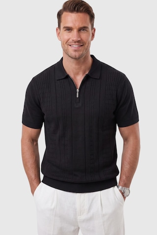 Rizzup Erkek Fermuarlı Siyah Polo Yaka Triko Tişört Regular Fit Rahat Kesim 2604360