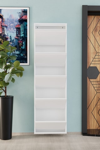 5 Kapaklı Metal Ayakkabılık Beyaz Beyaz