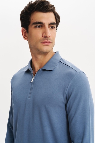 Arma Erkek Basic Slim Fit Fermuarlı Polo Yaka Sweatshirt İnce Modal Pamuk Elastan Karışımlı Örme İnterlok Kumaş K30554989002 Mavi