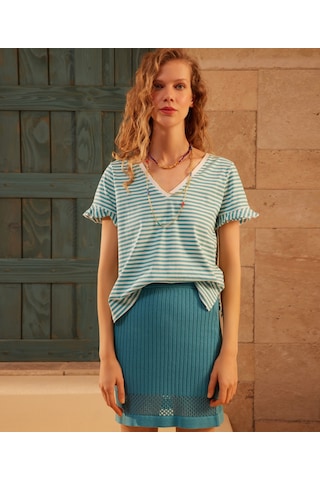 Yargıcı Triko Etek Mavi