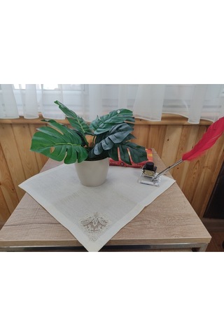 Monstera Devetabanı Beyaz Saksıda Yapay Çiçek