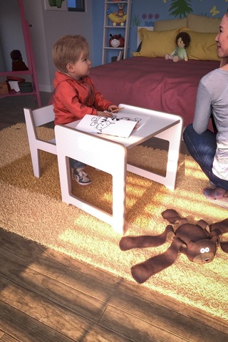 Montessori Çocuk Oyun Ve Aktivite Masası Ve Sandalye Beyaz