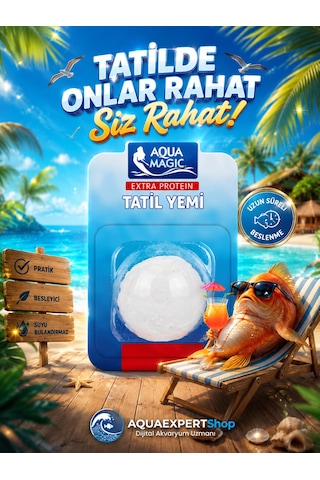 Balık Tatil Yemi - Büyük Boy - Ekstra Protein - Tekli - Tatilde Uzun Süreli Güvenli Besleme - Balıklar İçin Güvenli