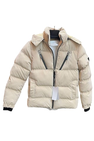 Kız Çocuk /erkek Çocuk Çapraz Fermuar Model Kapüşonu Çıkabilen İçi Peluş Astarlı Bej Renk Mont Bej