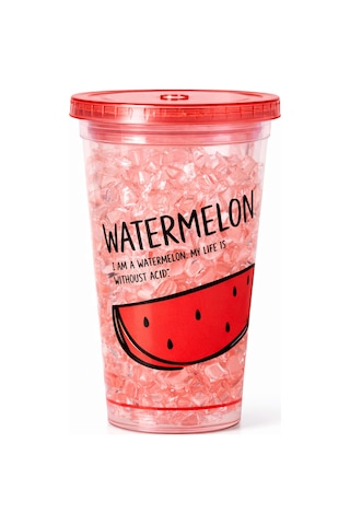 Buzlu Kırık Cam Görünümlü Smoothie Bardağı,450ml,sızdırmaz Kapaklı Soğuk İçecek Bardağı,bpa İçermez Kırmızı