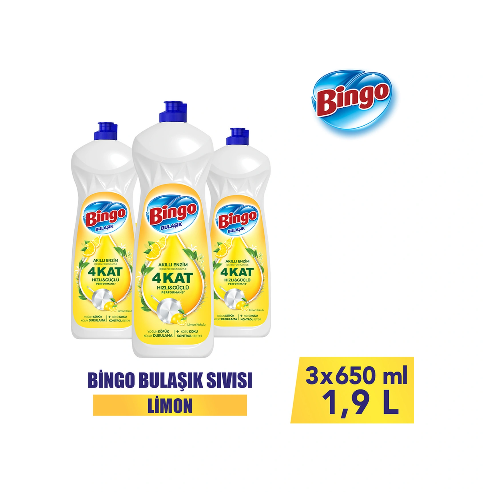 Sıvı Elde Bulaşık Deterjanı Limon 650ml X 3 Adet