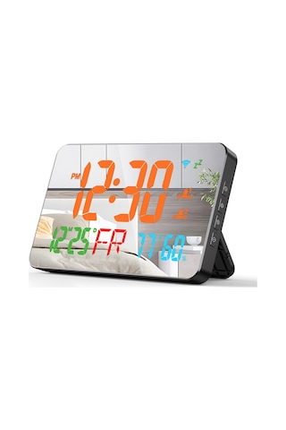 Tuya Wifi Masaüstü Saat Takvimi Dijital Led Ekranlı Turuncu