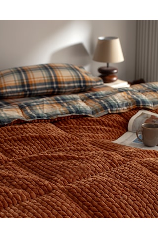 Madame Coco Beth Tek Kişilik Wellsoft Comforter Set - Turuncu Turuncu