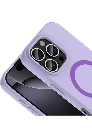 Maks Technology iPhone Uyumlu 16 Pro Kılıf M-safe Şarj Özellikli Mkst Aris Silikon Kapak - Lila