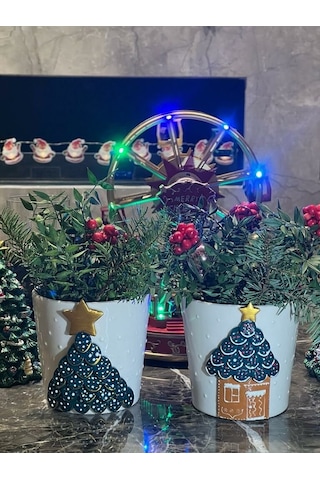 El Yapımı Christmas Ev Vazo Saksı Renkli