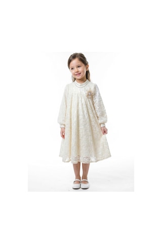 Xo Kids Kız Çocuk Elbise 4-9 Yaş 5936 Ekru