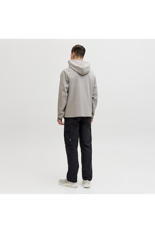 Jack & Jones Erkek Relaxed Fit Kapüsonlu Sweatshirt - Base - 12289209 Gri Melanj