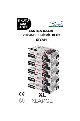 Ekstra Kalın Nitril Siyah Plus Muayene Eldiveni Xl - 5 Paket 100'lü