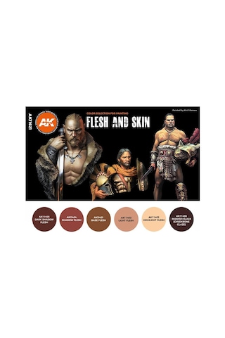 6x17 Ml. Ten Renkleri Figürler İçin Akrilik Maket Boyası Seti, Ak Interactive 11621 Standart