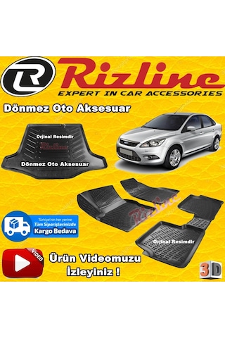 Ford Focus 2 3D Paspas+Bagaj Havuzu Siyah Sedan 2005-2011 Rizline