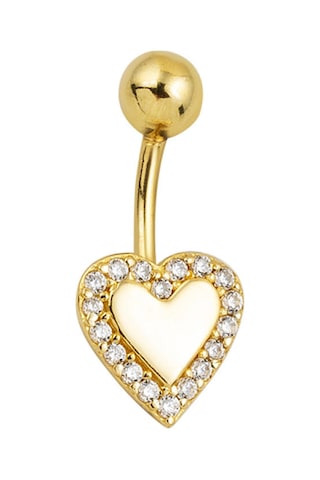 Kalp Model Altın Göbek Piercing 14 Ayar Sarı