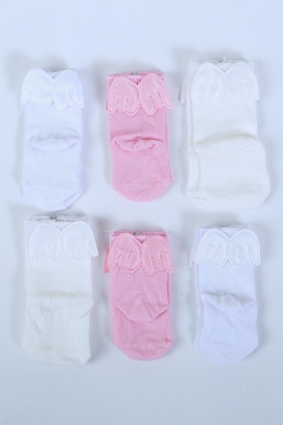 Pamuklu 6'lı Yenidoğan Melek Kanatlı Bebek Çorap Pembe