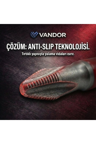 Vandor Anti Slip Bit Kaydırmaz Bits S2 Yüksek Kalite Çelik Ph2 25 - 729927867458